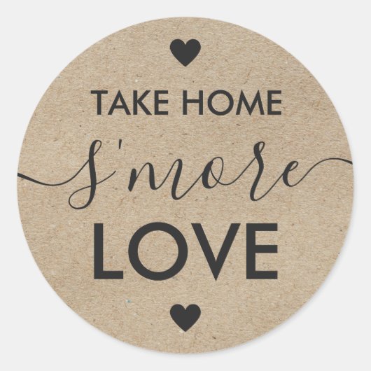 Take Home S'more Love Kraft-papieren label Sticker (Voorkant)