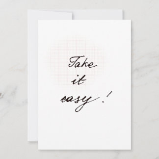 Take it easy minimal handwritten card kaart