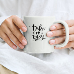 Take It Easy Mok Minimalist Quote Koffiebekercadea