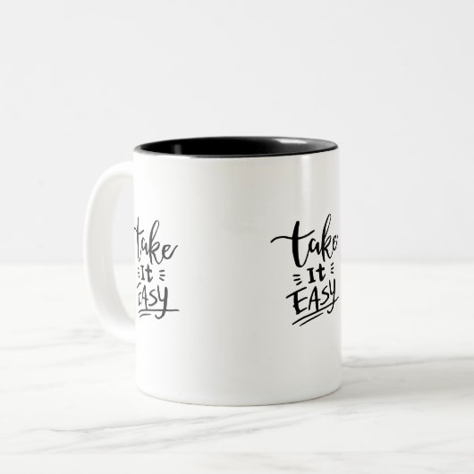 Take It Easy Mok Minimalist Quote Koffiebekercadea (Voorkant links)