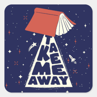 Take Me Away Bookish Funny Boekenliefhebber Vierkante Sticker