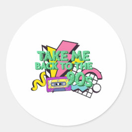 Take Me Back jaren 90 Color Pop Art Ronde Sticker