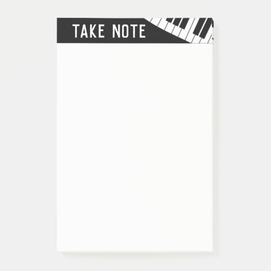 "Take Note" Musical Piano Zwart-wit Post-it® Notes (Voorkant)