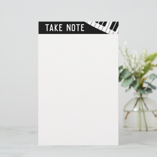 "Take Note" muzikale piano stationery Briefpapier (Staand voorkant)