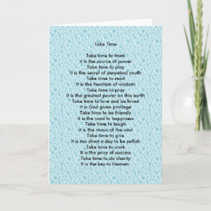 Take Time Greeting Card Kaart