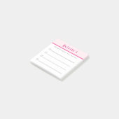 takenlijst, bevestigingschecklist roze rand post-it® notes (Schuin)