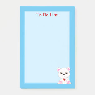 Takenlijst ijsbeer op lichtblauw post-it® notes