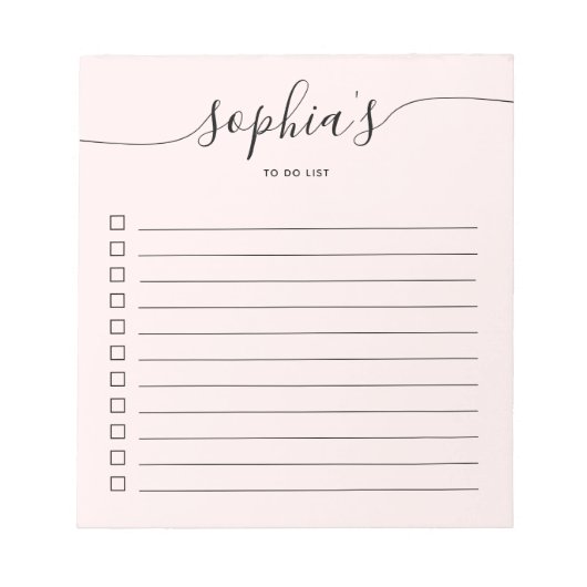Takenlijst Script Roze Notitieblok (Voorkant)