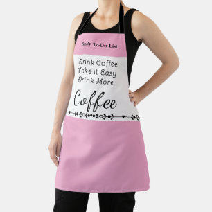 Takenlijst voor koffieliefhebbers wit roze schort