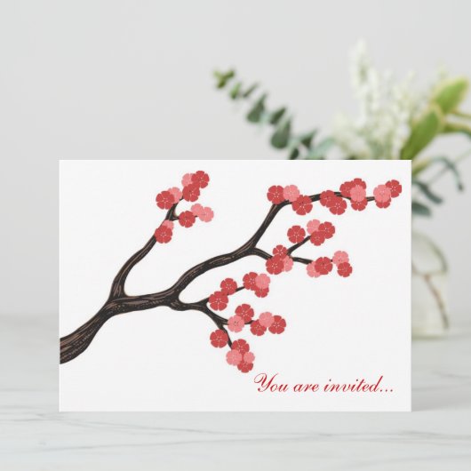 Takig bloesemtakontwerp in roze. kaart (Staand voorkant)