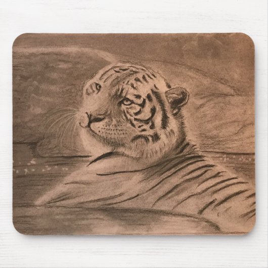 "Taking A Dip" tiger mousepad Muismat (Voorkant)