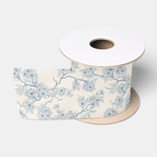 Takken met kersenbloesem in blauw en witcreme lint