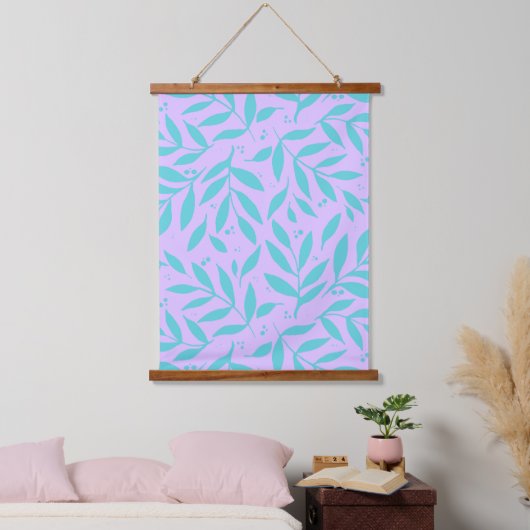 takken - turquoise en violet hangend wandkleed (Slaapkamer)