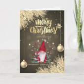 Takken van de dennenboom, ballen, kabouter Kerstmi Feestdagen Kaart (Voorkant)