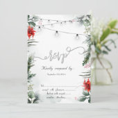 Takken van pijnbomen, Poinsettia RSVP  Kaart (Staand voorkant)