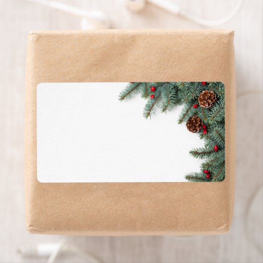 takken van zilveren spar met kegels en briar etiket (Insitu)