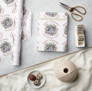 takken witte bloemen en bessen foto Kerstmis Cadeaupapier