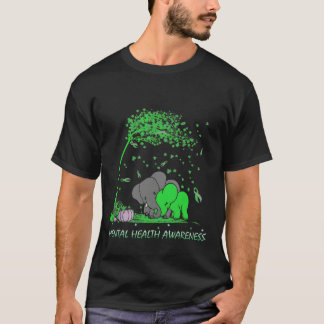 Tal Gezondheidsbewustzijn Groene Lint Olifant T-shirt