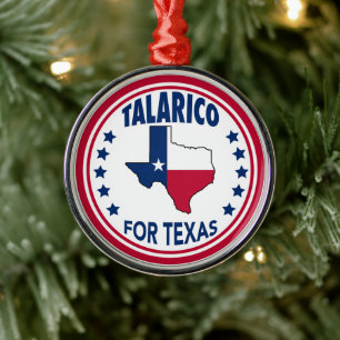 Talarico voor Texas Rood Wit Blauw Kerstmis Metalen Ornament