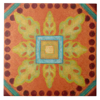 Talavera 04 Oranje Geel Blauw Mediterraan Geo Tegeltje