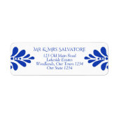 Talavera azulejo blauw Mexicaans bruiloft Etiket (Voorkant)