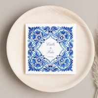 Talavera Azulejo blauw tegel bruiloft gedrukt