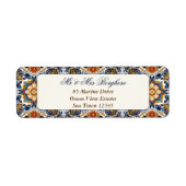  Talavera Azulejo blauw tegels bruiloft Etiket (Voorkant)