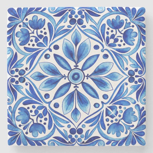  Talavera Azulejo blauw tegels bruiloft gunsten Stenen Onderzetter (Voorkant)