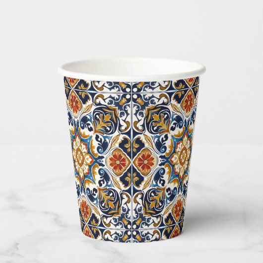  Talavera Azulejo blauw tegels bruiloft Papieren Bekers (Achterkant)