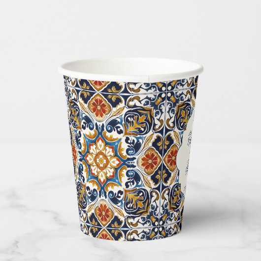  Talavera Azulejo blauw tegels bruiloft Papieren Bekers (Rechts)