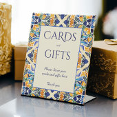 Talavera azulejo blauw tegels geschenktafel reclamebord met voetstuk