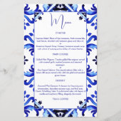 Talavera azulejo blauw tegels  Mexicaans menu (Voorkant)