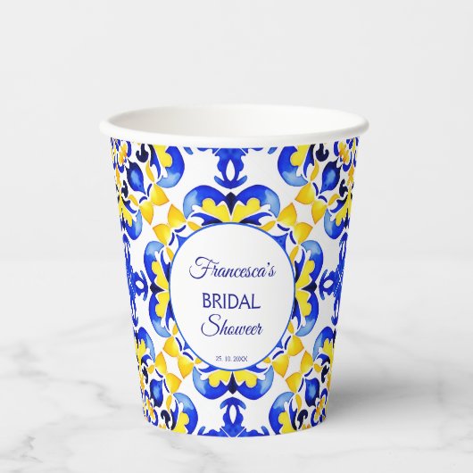 Talavera azulejo blauw tegels Mexicaans vrijgezell Papieren Bekers (Voorkant)