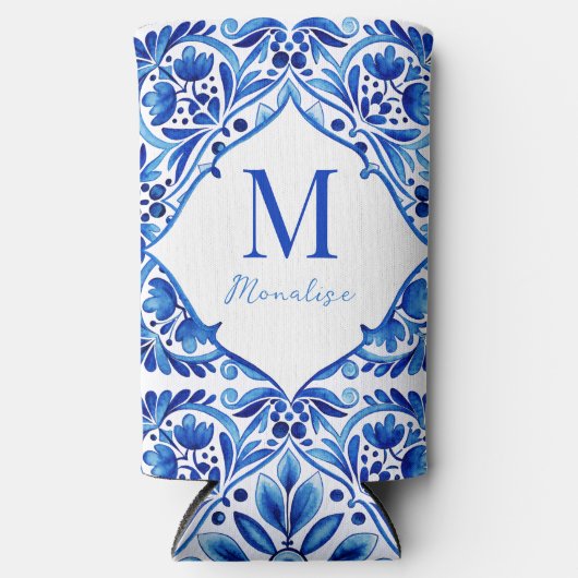  Talavera Azulejo blauw tegels monogram (Voorkant)