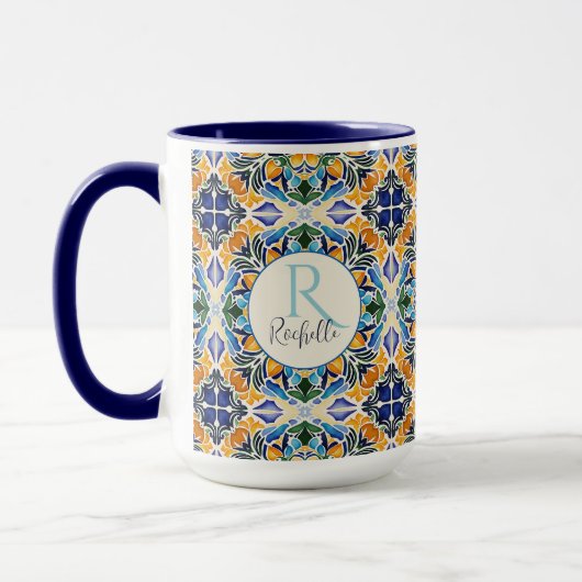 Talavera azulejo blauwe bruidsmeisjes geschenken m mok (Links)
