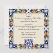 Talavera azulejo blauwe tegel bruiloft kaart (Achterkant)