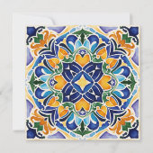 Talavera azulejo blauwe tegel  bruiloft save the date (Achterkant)
