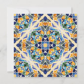 Talavera azulejo blauwe tegel  bruiloft save the date (Achterkant)