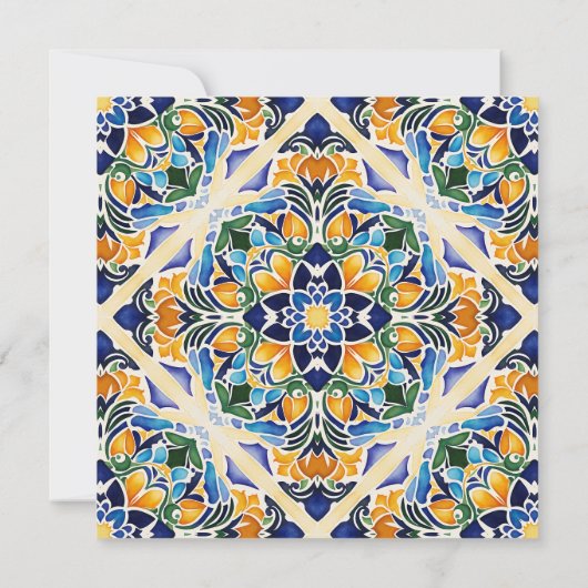 Talavera azulejo blauwe tegel  bruiloft save the date (Achterkant)