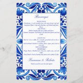  Talavera Azulejo Mediterraan blauw menu (Achterkant)