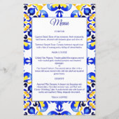 Talavera azulejo Mediterraans blauw tegels menu (Voorkant)