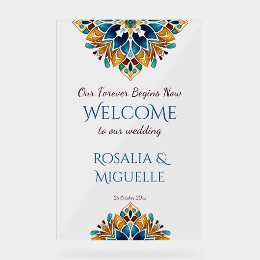 Talavera azulejo Mexicaans bruiloft welkom Acryl Bord (Voorkant)