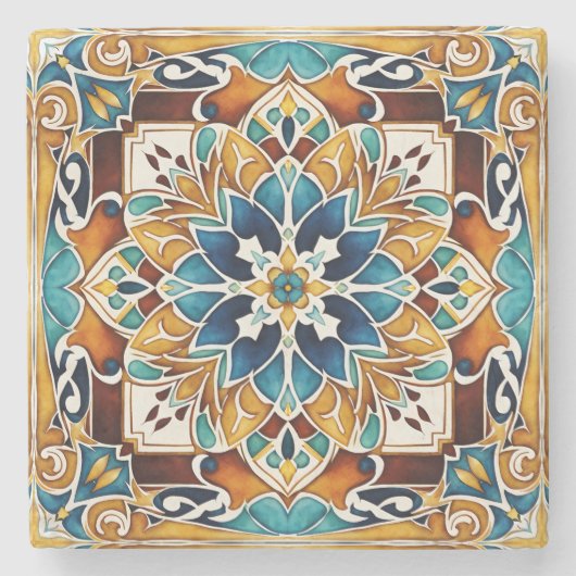 Talavera azulejo  Mexicaanse bruiloft gunsten Stenen Onderzetter (Voorkant)