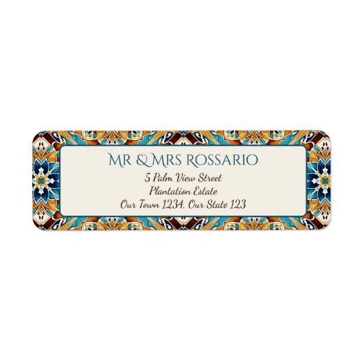 Talavera azulejo tegel bruiloft etiket (Voorkant)