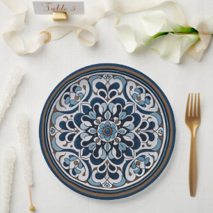 Talavera blauw en bruin papieren bordje