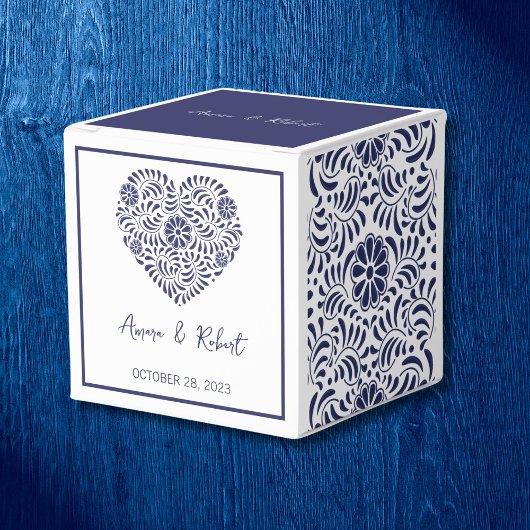 Talavera blauw hart Favor Box Bedankdoosjes