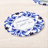 Talavera blauw tegels Mexicaans vrijgezellenfeest  Ronde Kartonnen Onderzetter (Gebogen)