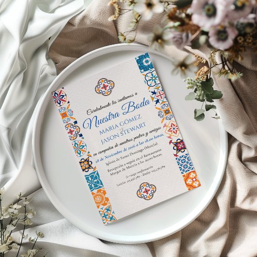 Talavera Floral Fiesta Spanish Wedding Invitation