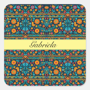 Talavera Garden, op maat Vierkante Sticker