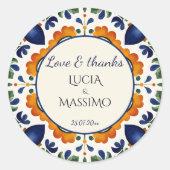 Talavera Mexicaanse bruiloft dank u gunst Ronde Sticker (Voorkant)